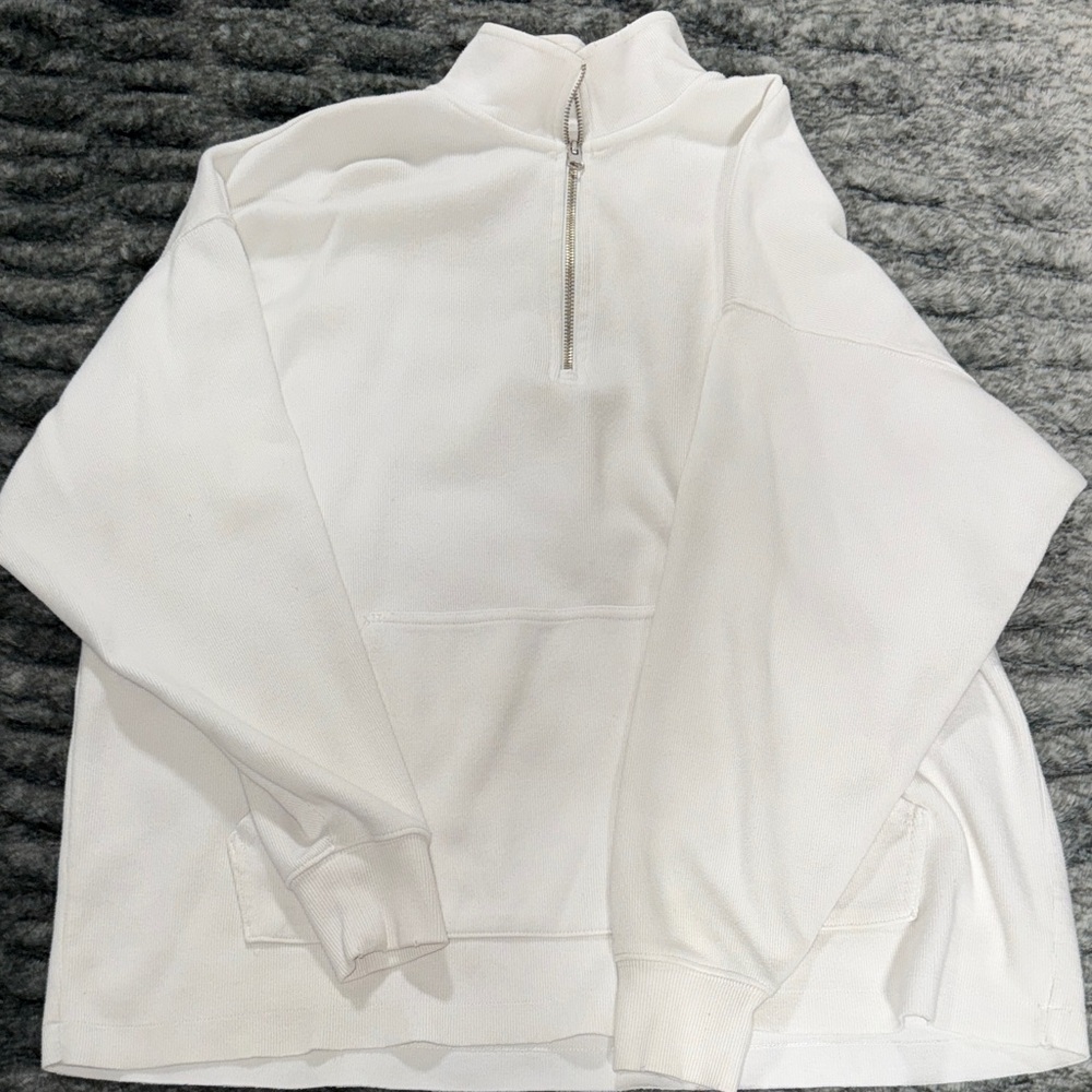 Aerie White Quarter-Zip Sweater